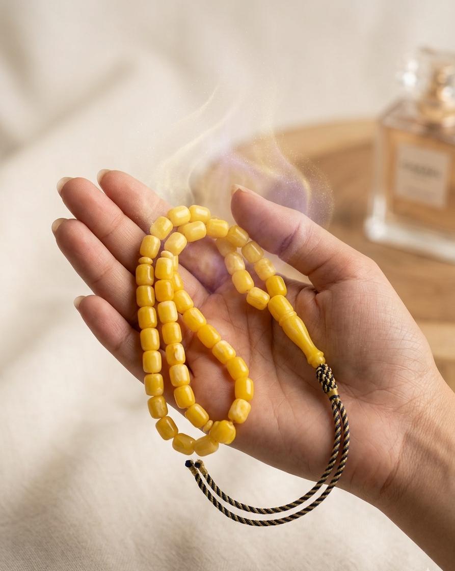 سبحة كهرمان معطرة فاخرة – إصدار خليجي مميز ✨