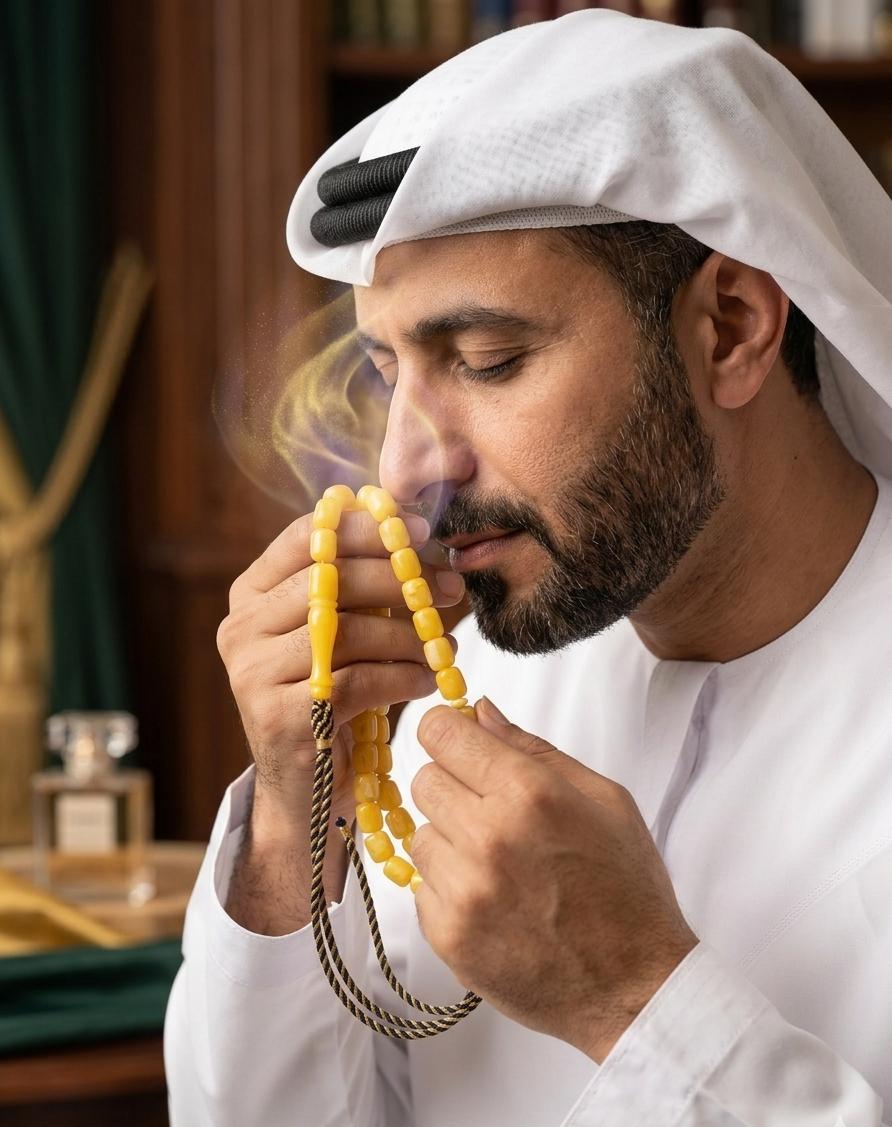 سبحة كهرمان معطرة فاخرة – إصدار خليجي مميز ✨
